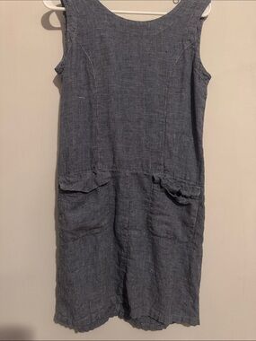 Sleeveless Midi Shift Dress 100% linen CLICK by Color Me Cotton XS oversized